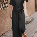 Camille | Linen-Blend Wide Leg Two-Piece Set