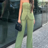 BRIA | Strapless Buttoned Two-Piece Set