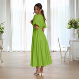 NAMU™ - Classy V-Neck Long Sleeve A-Line Maxi Dress