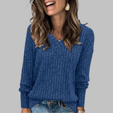 KASHA™ - Casual V-Neck Long Sleeve Sweater