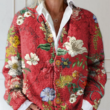 Women's Vintage Floral Art Print | Buttoned Cardigan Sweater