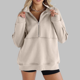 PSALM™ - Comfy Collar Half Zip Oversized Long Sleeve Sweatshirt