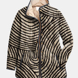 Elaine | Retro Hand-Drawn Circle Design Quilted Jacket