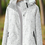 Women’s Leaf Print Lightweight Windbreaker Jacket