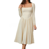 PAIGE™ - Timeless Long Sleeve Square Neck Midi Dress