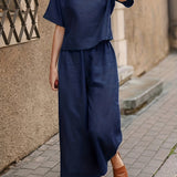 Camille | Linen-Blend Wide Leg Two-Piece Set