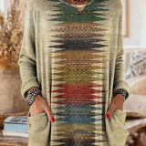 Women’s Retro Ethnic Print Hooded Tunic