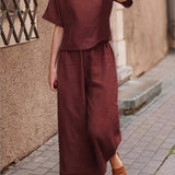 Camille | Linen-Blend Wide Leg Two-Piece Set