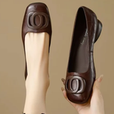 Mary | Erin Leather Square-Toe Flats