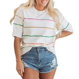 REXANDRA™ – Lightweight Striped Round Neck Top