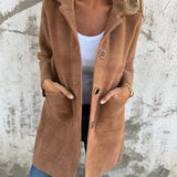 Women’s Long Sleeve Button Front Coat With Pockets