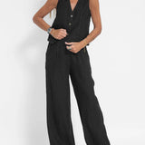 Aira | Buttoned Vest & Wide-Leg Trousers Set