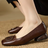 Mary | Erin Leather Square-Toe Flats