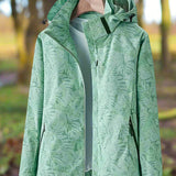 Women’s Leaf Print Lightweight Windbreaker Jacket
