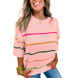 REXANDRA™ – Lightweight Striped Round Neck Top