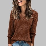 KASHA™ - Casual V-Neck Long Sleeve Sweater
