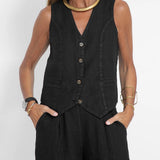 Aira | Buttoned Vest & Wide-Leg Trousers Set