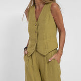 Aira | Buttoned Vest & Wide-Leg Trousers Set