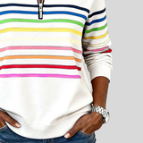 Diane | Colourful Striped Quarter-Zip Pullover