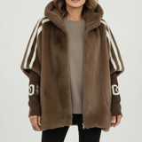 Women’s Striped Sleeve Teddy Hooded Jacket