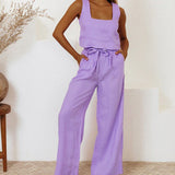 Megan | Minimalist Top and Wide-Leg Pants Set