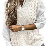 HANNAH™ - Preppy Textured V Neck Knit Vest for Fall & Winter Layering