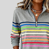 Diane | Colourful Striped Quarter-Zip Pullover