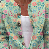 Summer Field Floral Pattern Print | Buttoned Cardigan Sweater