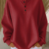 Mirabel™ | Cozy Waffle Henley Sweatshirt