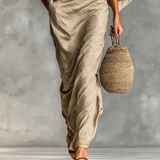 Two-piece set with long skirt and batwing sleeves