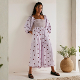 MOIRA™ - Comfy Floral Lantern Sleeve Square Neck Maxi Dress