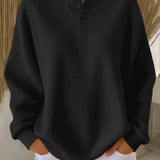 Mirabel™ | Cozy Waffle Henley Sweatshirt