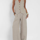 Aira | Buttoned Vest & Wide-Leg Trousers Set