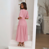 NAMU™ - Classy V-Neck Long Sleeve A-Line Maxi Dress