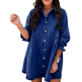 MARENE™ - Elegant Washed Puff Sleeve Mini Dress