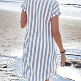 JULISSA™ – Elegant Striped Button Midi Dress