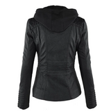 Women’s Hooded Zip Up Biker Jacket