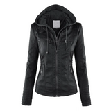 Women’s Hooded Zip Up Biker Jacket