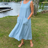 Hazel | Natural Linen Pocket Maxi Dress