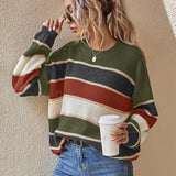 QUENBY™ - Casual Striped Long Sleeve Round Neck Sweater