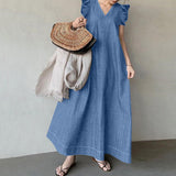 ALMA™ – Loose Fit Summer Sleeveless Ruffled Maxi Dress