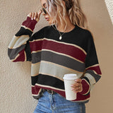 QUENBY™ - Casual Striped Long Sleeve Round Neck Sweater
