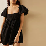DALAWA™ - Chic Summer Puff Sleeve Square Neck Mini Dress