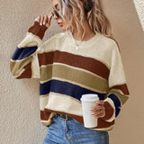QUENBY™ - Casual Striped Long Sleeve Round Neck Sweater