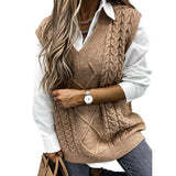 HANNAH™ - Preppy Textured V Neck Knit Vest for Fall & Winter Layering