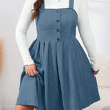 NADELEINE™ - Casual Plus Size Pleated A-Line Sleeveless Mini Dress