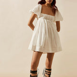 DALAWA™ - Chic Summer Puff Sleeve Square Neck Mini Dress