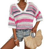 KELISE™ – Casual Striped Crochet V-Neck Summer Top