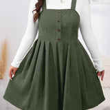 NADELEINE™ - Casual Plus Size Pleated A-Line Sleeveless Mini Dress