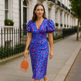 Oranit™ | Pleated Sleeve Colourful Dress